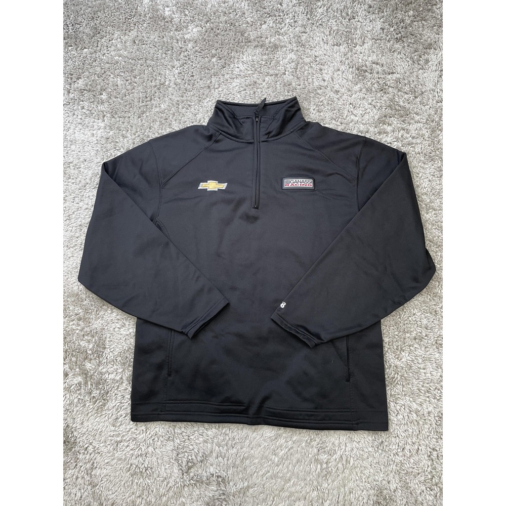 Chip Ganassi Racing Pullover Mens Medium Black Quarter Zip Chevrolet Logo Team